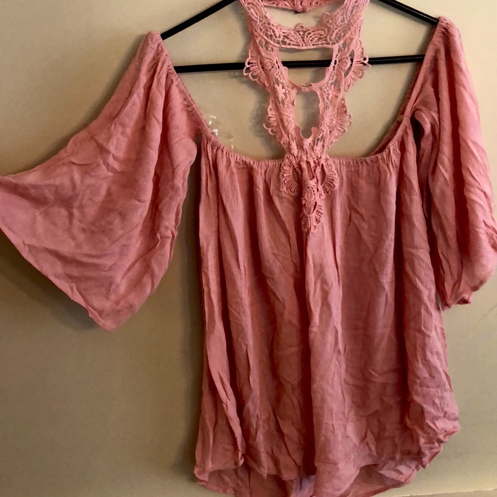 Off the Shoulder Pink Shirt